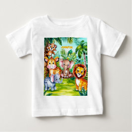Camiseta Cute Kids Safari Selva Animal Personalizado Nome