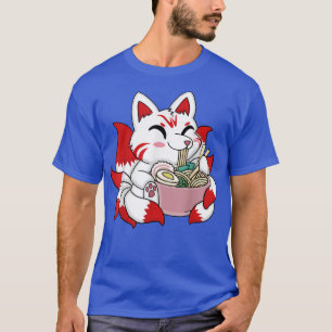 Camiseta Cute Kitsune Ramen Bowl Japonês Noodle Kawaii Ani