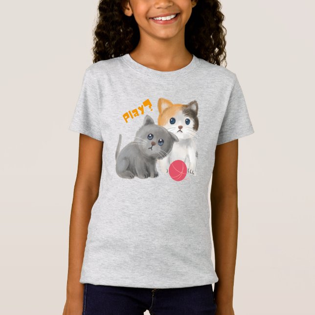 Camiseta Cute Kitten e Ball of Yarn (Frente)