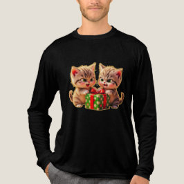 Camiseta **Cute Kittens Fighting Over a Gift – Funny Christ
