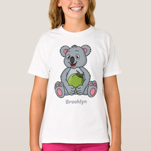 Camiseta Cute koala and coconut cartoon illustration (Frente)