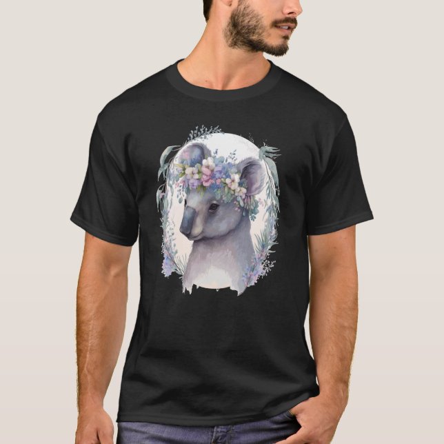 Camiseta Cute Koala Bear Flower Crown Floral Koala (Frente)