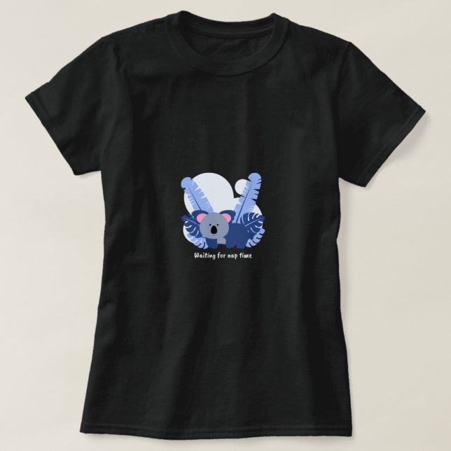 Camiseta Cute Koala Cartoon Palm Leaves|Adorable Character (Frente do Design)