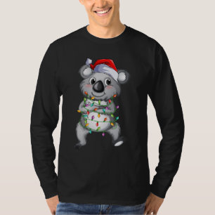 Camiseta Cute koala no natal ilumina Homens Longa Folha