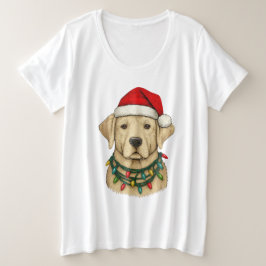 Camiseta Cute Labrador de Natal com Chapéu de Papai Noel e
