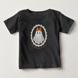 Camiseta Cute Lace Ghost with Orange Bow W/ Lace Border