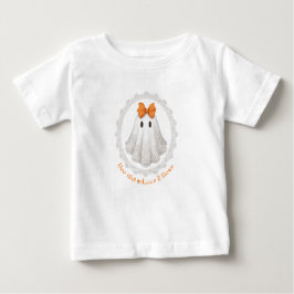 Camiseta Cute Lace Ghost with Orange Bow W/ Lace Border