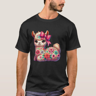 Camiseta Cute Lama Lover Mulheres Crianças Meninas Flores C