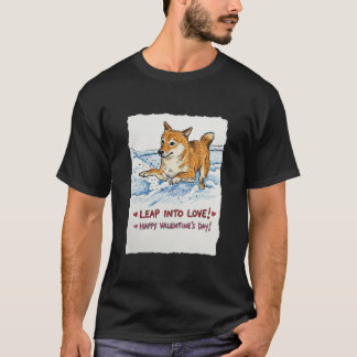 Camiseta Cute "Leap Into Love" Shiba Inu Valentine's Day  