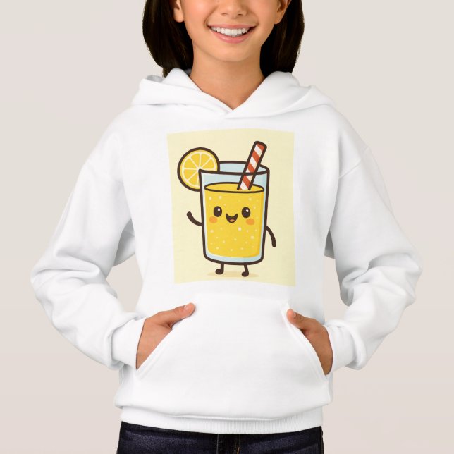 Camiseta Cute Lemonade Drink Cartoon White Hoodie (Frente)