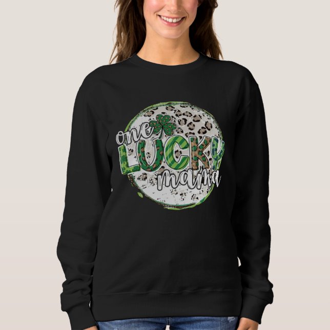Camiseta Cute Leopard Plaid St Patrick s Day One Lucky Mama (Frente)