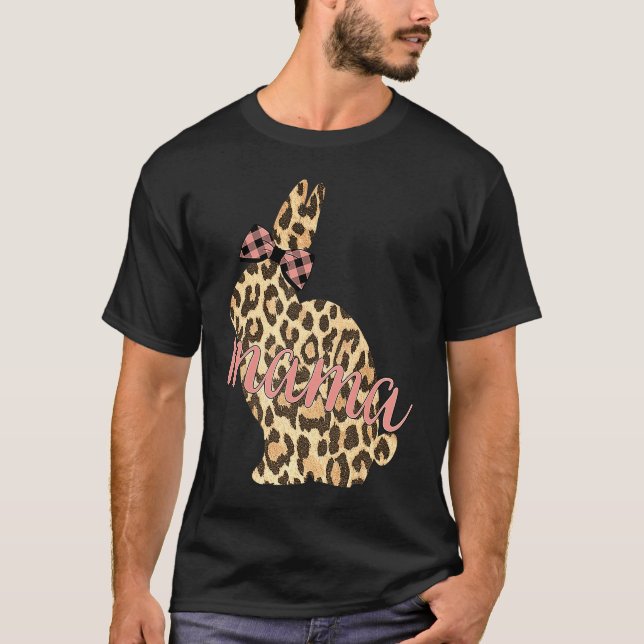 Camiseta Cute Leopard Print Bunny Mama Pattern Easter Rabbi (Frente)