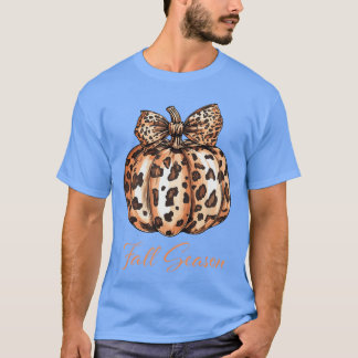 Camiseta Cute Leopard Pumpkin Fall Autumn Season for Women 