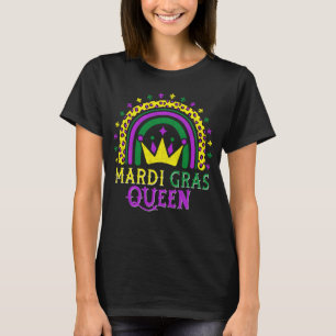 Camiseta Cute Leopardo Rainbow Mardi Gras Queen Women Girls
