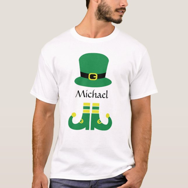 Camiseta Cute Leprechaun Hat Add Name Men (Frente)