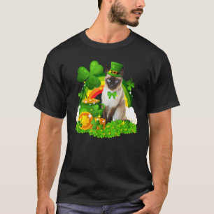 Camiseta Cute Leprechaun Siamese Cat Lover Patr Santo