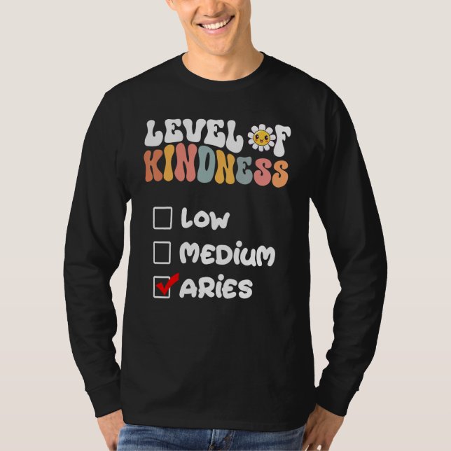 Camiseta Cute Level of Kindness Aries Zodiac Sign Daisy Flo (Frente)