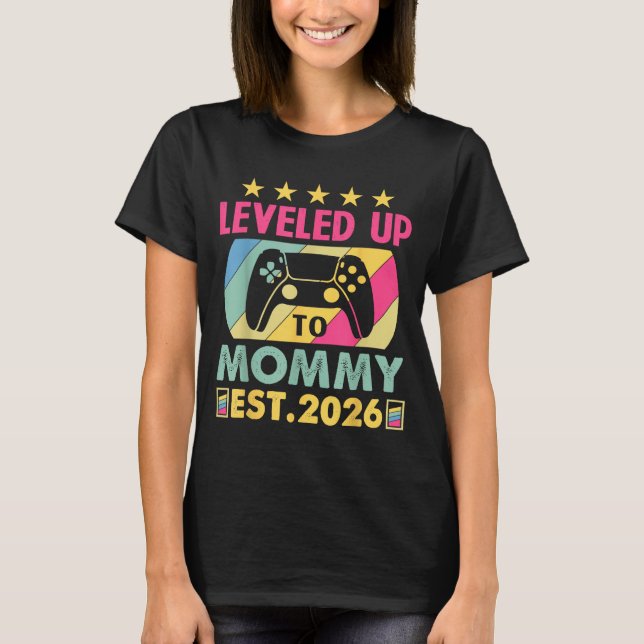 Camiseta Cute Leveled Up To Mommy 2026 Awesome Promoted To  (Frente)