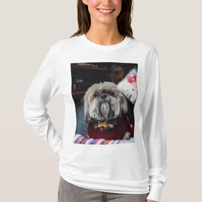 Camiseta Cute lhasa apso cachorrinho no Natal b (Frente)