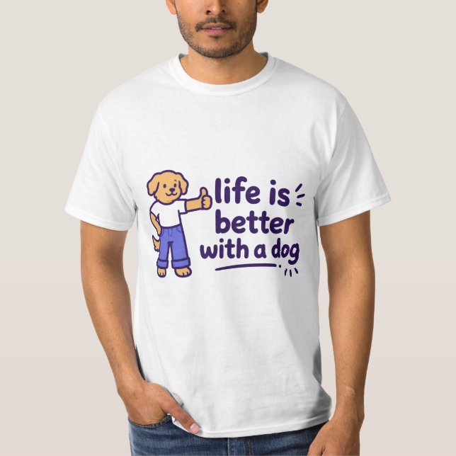 Camiseta Cute Life É Melhor Com Um Cachorro | Pet  (Frente)