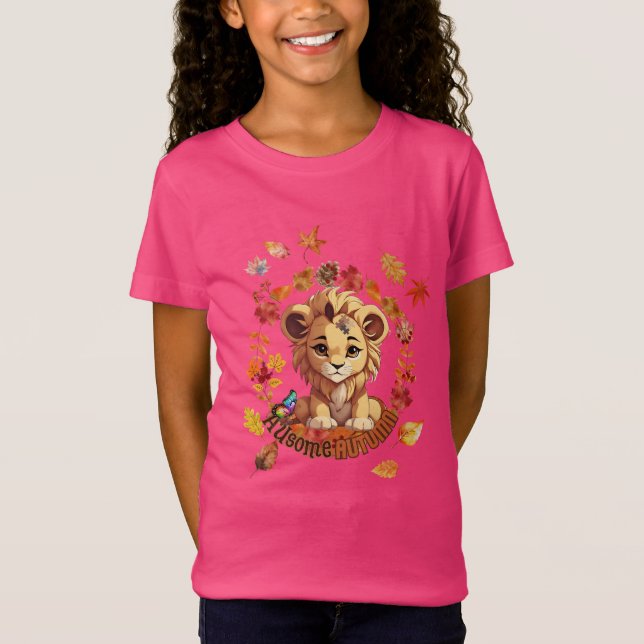 Camiseta Cute Lion “Ausome Autumn” Design – Fall Autism  (Frente)