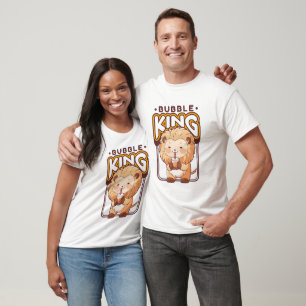 CAMISETA CUTE LION BEBENDO BOBA TEA