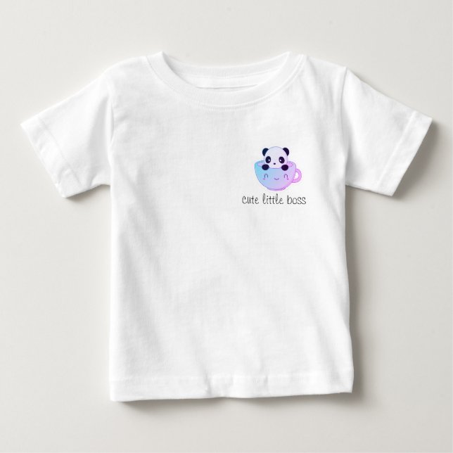 Camiseta Cute Little Boss – Kawaii Panda in a Cup Sticker  (Frente)