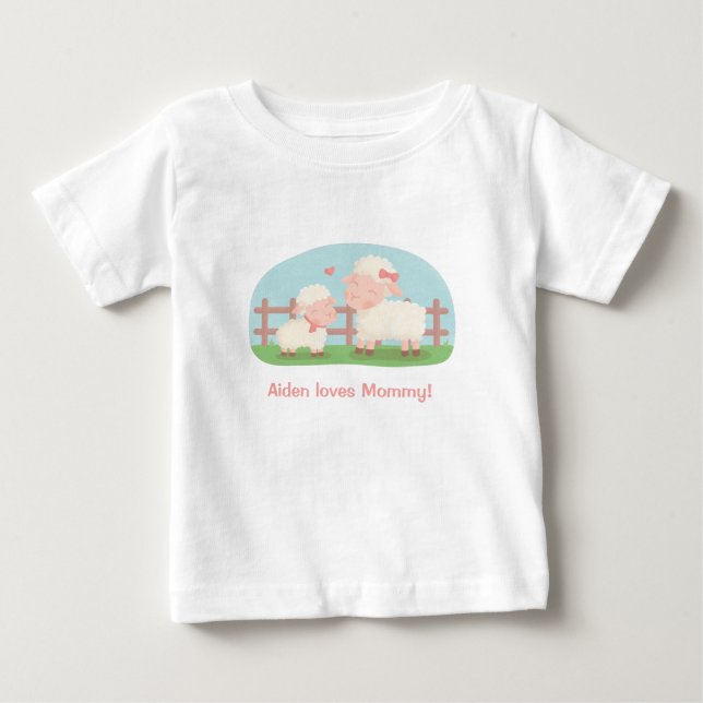 Camiseta Cute Little Lamb e Mamãe (Frente)