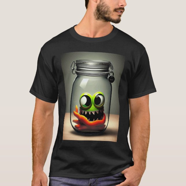 Camiseta cute little monster in a jar Halloween horror funn (Frente)