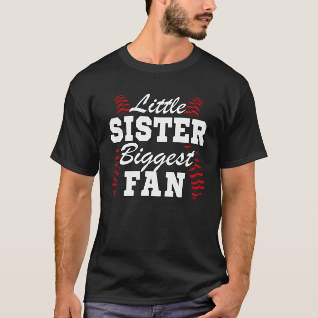 Camiseta Cute Little Sister Biggest Fan Baseball Sister Bas (Frente)