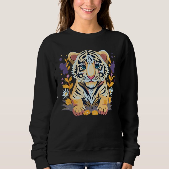 Camiseta Cute Little Tiger with Flowers (Frente)