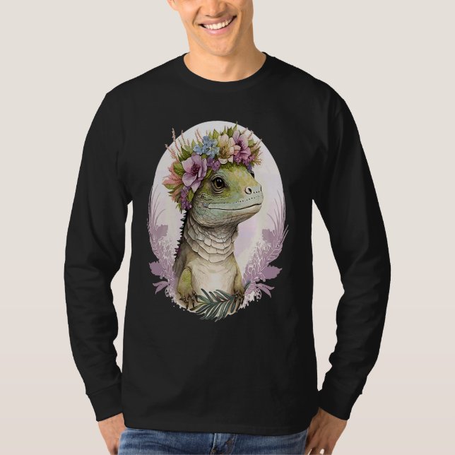 Camiseta Cute Lizard Flower Crown Lizard (Frente)