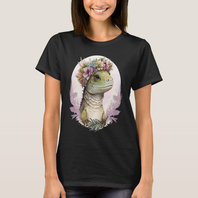 Camiseta Cute Lizard Flower Crown Lizard (Frente)