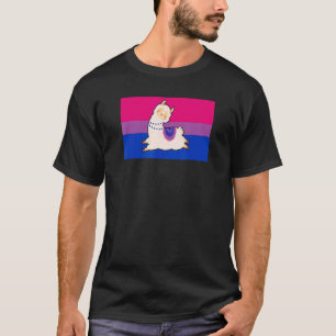 Camiseta Cute Llama Alpaca Love Bisexual Priry Flag Floral