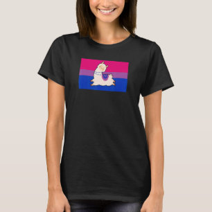Camiseta Cute Llama Alpaca Love Bisexual Priry Flag Floral
