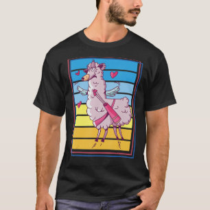 Camiseta Cute Llama Alpaca Romântico Vintage Retro para Ani