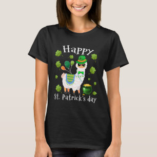 Camiseta Cute Llama Happy Rua Dia de Patrick Shamrock irlan