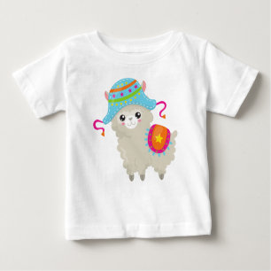 Camiseta Cute Llama, Little Llama, Alpaca, Llama Com Chapéu
