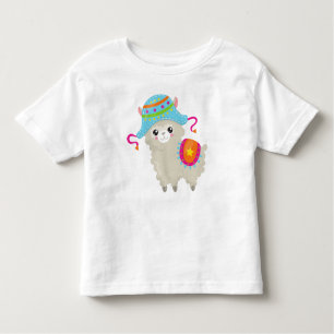Camiseta Cute Llama, Little Llama, Alpaca, Llama Com Chapéu