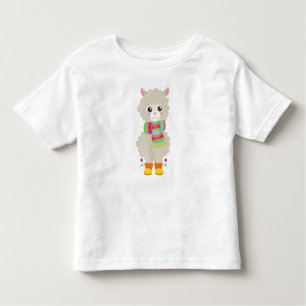Camiseta Cute Llama, Little Llama, Alpaca, Llama Com Scarf