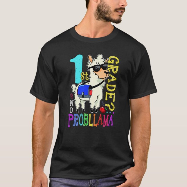 Camiseta Cute Llama Team 1st Grade Back To School No Probll (Frente)