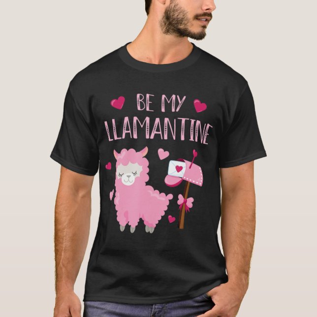 Camiseta Cute Llama Valentines Day Be My Llamantine Couples (Frente)
