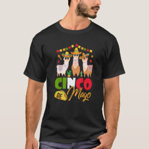 Camiseta Cute Llamas Vestindo Sombrero Cinco De Mayo Mexica