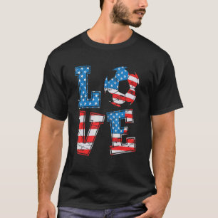 Camiseta Cute Love Football USA Flag Women Girl Football_1