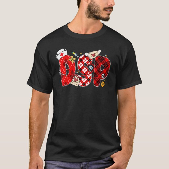 Camiseta Cute Love Heart Stethoscope DSP Nurse Life Valenti (Frente)