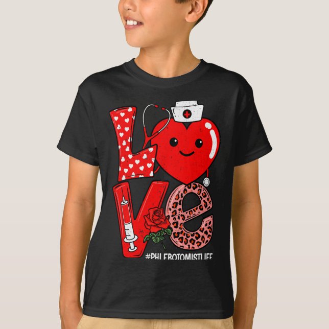 Camiseta Cute Love Heart Stethoscope Phlebotomist Life Vale (Frente)