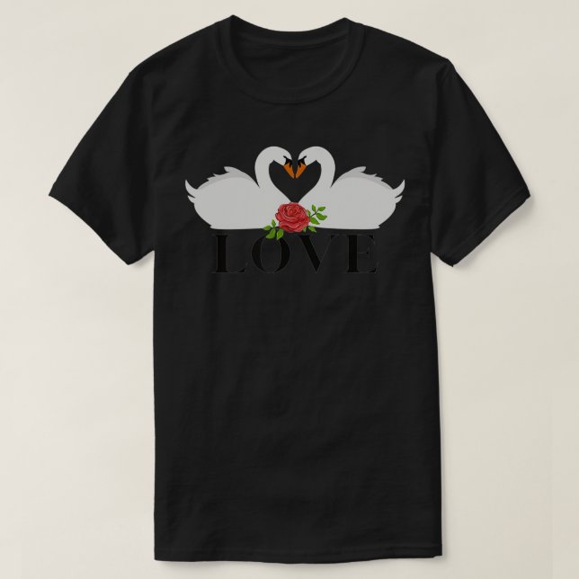 Camiseta Cute LOVE Swan Valentine's  (Frente do Design)