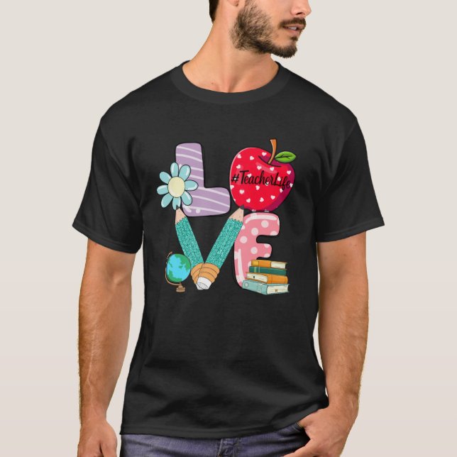 Camiseta Cute Love Teaching Back to School I love Teachers  (Frente)