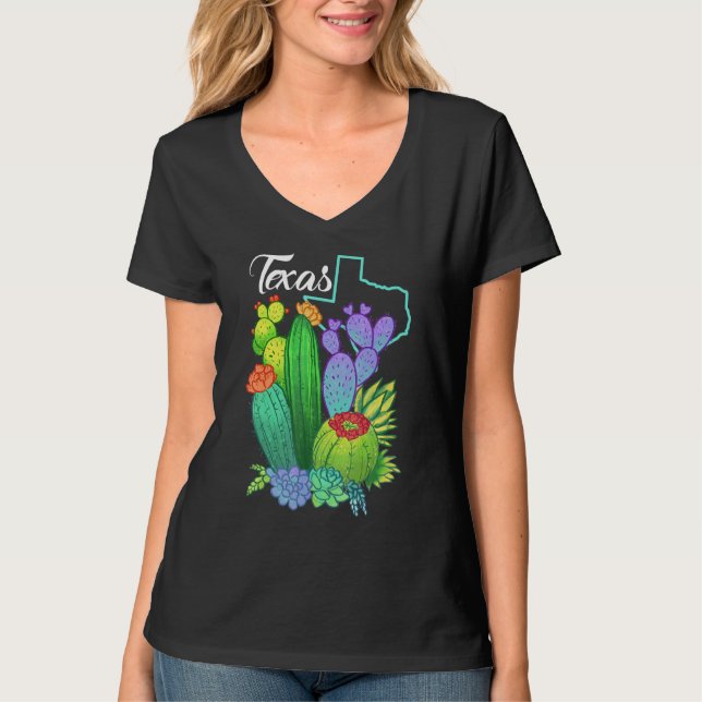 Camiseta Cute Love Texas Blooming Cactus Flowers (Frente)