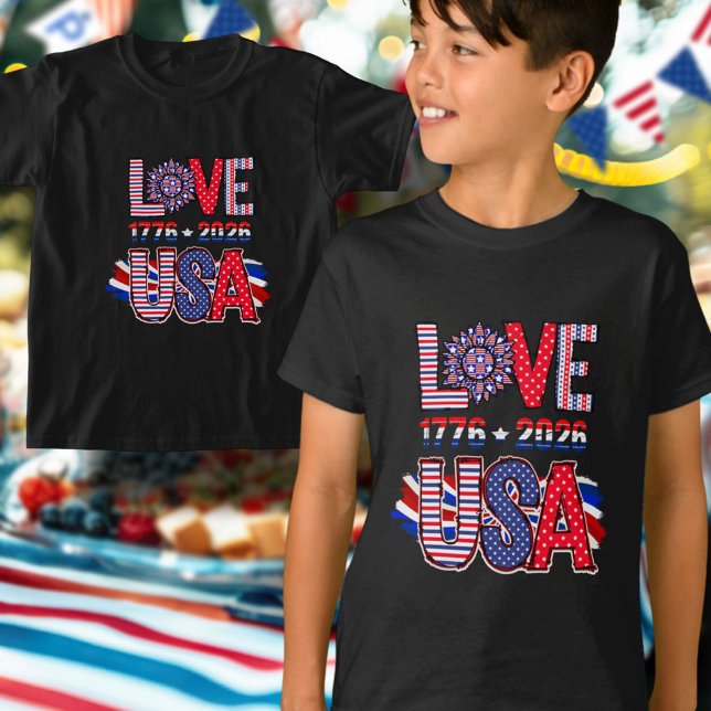 Camiseta Cute Love USA 1776 to 2026 America 250 (Criador carregado)